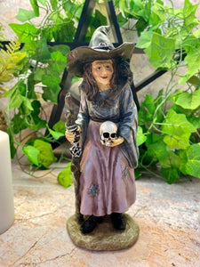 Enchanting Resin Witch Figurine with Skull and Staff, Mystical Sorceress Statue, Halloween Decor, Magical Fantasy Ornament-OsirisTradingUK