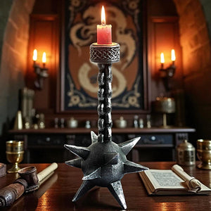 Gothic Horror Candle Holder Meteor Mace Fantasy Medieval Halloween Ornament