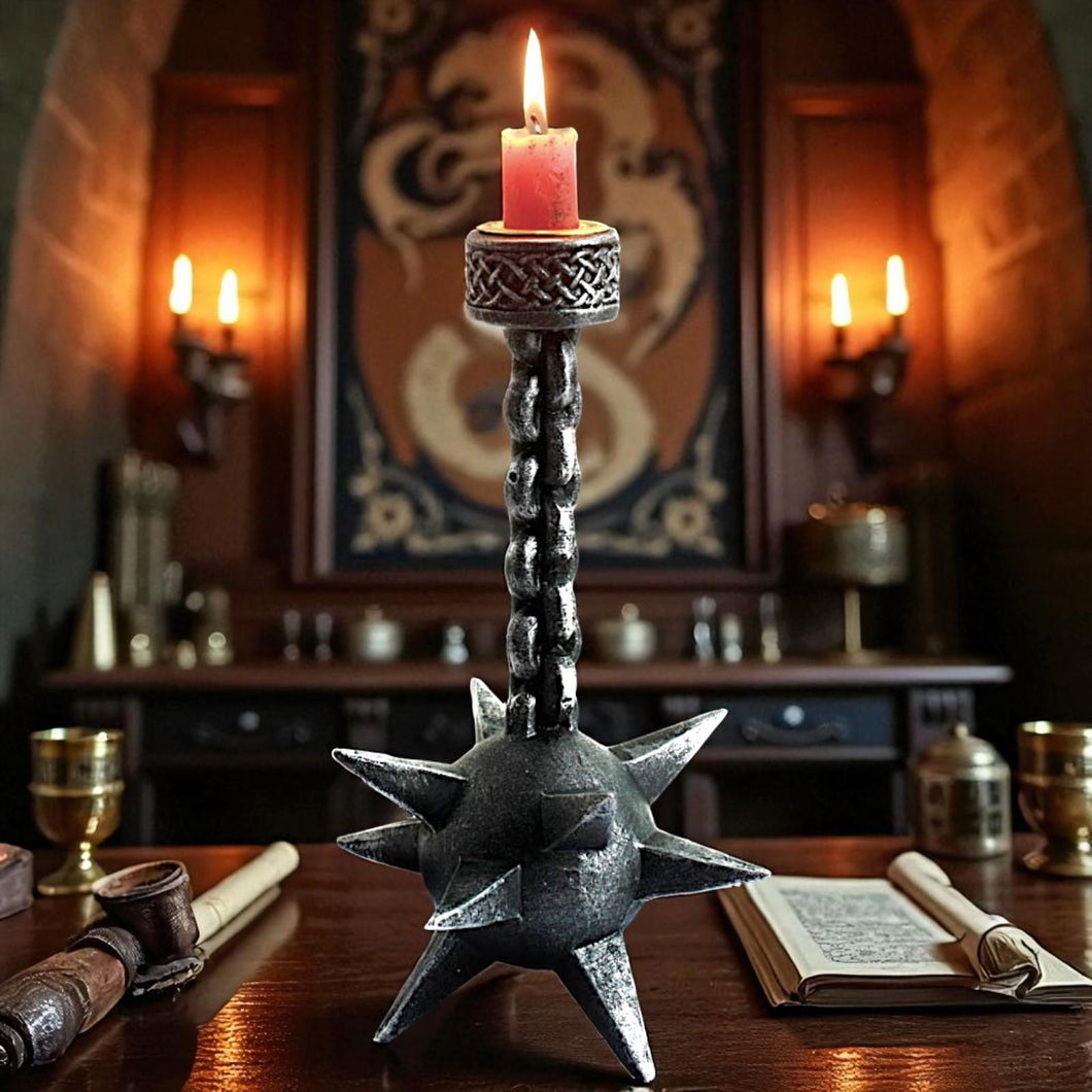 Gothic Horror Candle Holder Meteor Mace Fantasy Medieval Halloween Ornament