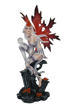 Load image into Gallery viewer, Dark Gothic Fairy Figurine Sitting on Plinth with Crystal Ball Fantasy Mystical Statue
