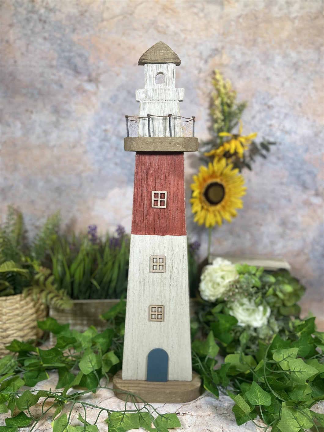 Vintage Charm Coastal Elegance Reclaimed Wood Rustic Wooden Lighthouse-OsirisTradingUK