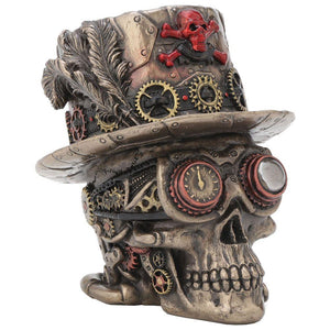 Steampunk Top Hat Skull Ornament Gothic Figurine Home Decor Fantasy Statue