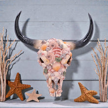 Load image into Gallery viewer, Seashell Bison Skull Ornament Coastal Gothic Decor Ocean Inspired Sculpture Art
