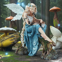 Load image into Gallery viewer, Woodland Fairy Figurine with Fox Fantasy Mythical Resin Statue Home Decor
