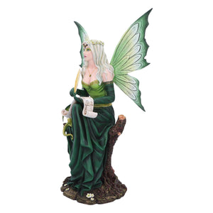 Enchanting 49.5cm Green Fairy Figurine with Dragon - Hand-Painted Fantasy Resin Sculpture