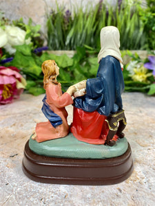 Saint Anne Teaching Mary Resin Statue, Hand-Painted Figurine, Inspirational Religious Decor, Christian Education Symbol-OsirisTradingUK