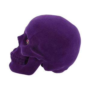 Gothic Purple Velvet Skull with Jewelled Eyes - Unique Gothic Home Decor Ornament