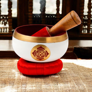 Root Chakra Healing Singing Bowl – Metal Sound Therapy Bowl with Cushion & Stick