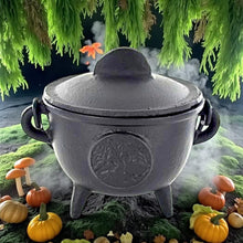 Load image into Gallery viewer, Cast Iron Tree of Life Cauldron Wiccan Altar Tool Pagan Witchcraft Ritual Burner
