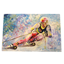 Load image into Gallery viewer, DOWNHILL SKI Ceramic Art Tile - Miki De Goodaboom - Winter Sports Decor, Skiing Wall Art, Vibrant Ceramic Tile 30x20cm
