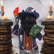 Load image into Gallery viewer, Magical Sorcerer Cat Figurine Wizard Ornament Wiccan Gothic Gift Witchcraft Decor
