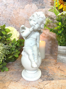 Guardian Angel Cherub Resin Ornament | Angelic Home Decor, Symbol of Protection and Love | 23 cm x 9 cm-OsirisTradingUK