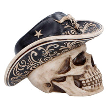 Load image into Gallery viewer, Cowboy Skull Statue Figurine Ornament Sculpture Wild West Gothic Home Decor
