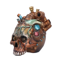 Load image into Gallery viewer, Steampunk Skull Heart Figurine Mechanical Gothic Ornament with Gears &amp; Pipes

