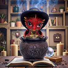 Load image into Gallery viewer, Red Dragon in Cauldron Figurine Gothic Witchcraft Fantasy Magical Creature Gift

