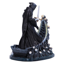 Load image into Gallery viewer, Gothic Ferryman Grim Reaper Figurine | Dark Fantasy Skeleton Boat Ornament | Horror Decor
