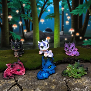 Cute Dragon Figurine Set of 6 Colourful Mini Dragons Fantasy Mythical Creatures