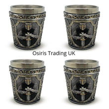 Charger l&#39;image dans la galerie, Gothic Shot Glasses Set of 4 - Medieval Tableware Decor Knights Templar Altar
