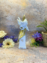 Load image into Gallery viewer, Handmade Resin Cherub Angel Guardian Resting on Golden Feather Sculpture-OsirisTradingUK
