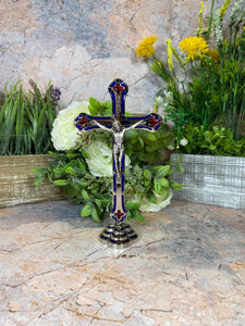 Elegant Silver Freestanding Cross | 20 cm High | Timeless Christian Decor | Spiritual Tabletop Accent | Unique Religious Centrepiece-OsirisTradingUK