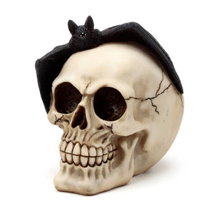 Dark Gothic Skull and Bat Ornament - Occult Halloween Decor