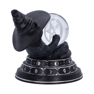 Witch's Familiar Cat Figurine Crystal Ball Gothic Wiccan Ornament Pagan Occult Art