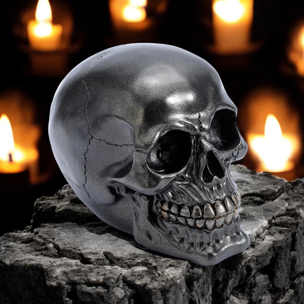 Occult Black Skull Sculpture - Gothic Halloween Home Decor Ornament