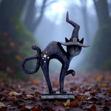 Charger l&#39;image dans la galerie, Witchy Black Cat Spell Figurine Gothic Statue Celestial Symbols Spooky occult Art
