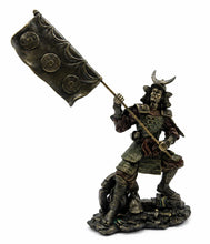 Load image into Gallery viewer, Samurai Warrior Figurine Japanese Military Banner Oriental Bronze Effect Decor
