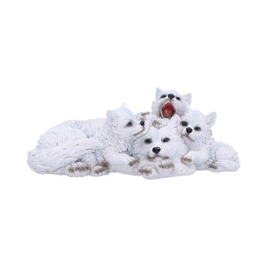Wolf Family Figurine with Playful Pups Wildlife Decor Sculpture Animal Ornament