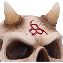 Laden Sie das Bild in den Galerie-Viewer, James Ryman 666 Skull 20cm - Gothic Devil Skull Ornament with Horns - Hand-Painted Resin Collectible - Occult Pentagram Art Figurine - Unique Gothic Fantasy Decor

