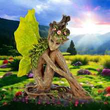 Load image into Gallery viewer, Forest Sprite Ornament with Green Wings Figurine Fairy Mystical Statue Pixie-OsirisTradingUK
