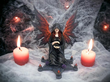 Load image into Gallery viewer, Enigmatic Dark Enchantress Resin Statue with Crystal Ball - Gothic Altar Pentagram Figure, Mystic Decor-OsirisTradingUK
