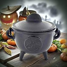 Load image into Gallery viewer, Cast Iron Tree of Life Cauldron Wiccan Altar Tool Pagan Witchcraft Ritual Burner
