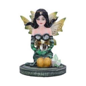 Crystal Fairy Jade Figurine | Enchanting Resin Fairy Statue with Crystal Ball & Gemstones | Fantasy Decor Collectible 9 cm - New