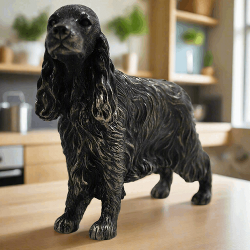 Cocker Spaniel Bronze Effect Statue Sculpture Dog Figurine Ornament
