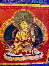 Load image into Gallery viewer, Tibetan Tara Brocade Thangka with Fringes, Traditional Spiritual Art, Meditation Decor, Handcrafted Wall Hanging, 40x28cm-OsirisTradingUK
