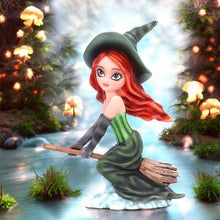 Laden Sie das Bild in den Galerie-Viewer, Adorable Willow Witch Figurine 16cm Cute Resin Witch Decor Gift Boxed
