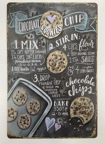 Vintage Kitchen Decor Delight in our Classic Chocolate Chip Cookie Recipe Metal Sign Wall Decor Housewarming Gift-OsirisTradingUK