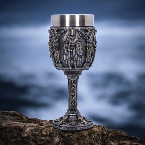 Gallant Knight Goblet - Medieval Resin & Stainless Steel Templar Chalice, Gothic Decor Drinkware