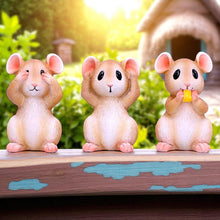 Load image into Gallery viewer, Three Wise Mice Figurines Ornaments Hear No See No Speak No Evil Cute Decor
