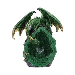 Mystical Green Dragon with Light-Up Crystal Geode Fantasy Gothic Ornament Gift