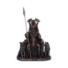 Load image into Gallery viewer, Bronze Odin All Father Figurine | Norse Mythology Statue with Wolves and Throne 22cm
