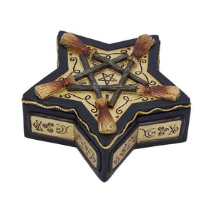 Magick Protector Wiccan Broomstick Box 16cm | Gothic Occult Decor | Hand-Painted