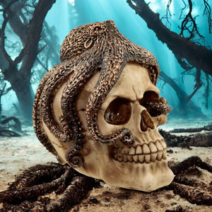 Fantasy Octopus Skull Statue - Gothic Steampunk Home Decor Ornament