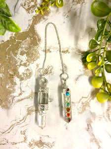 Dual-Ended 16cm Clear Quartz Wand with Chakra Pendant Energy Healing Tool Chakra Balancing Pendant-OsirisTradingUK