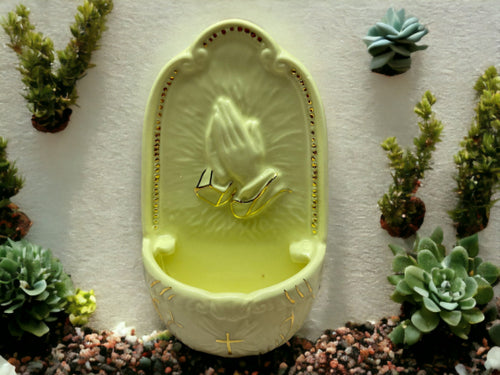 Vintage Inspired Ceramic Praying Hands Holy Water Font Wall Decor - Spiritual Blessing Basin for Home Sanctuary-OsirisTradingUK