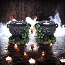 Laden Sie das Bild in den Galerie-Viewer, Set of 2 Ivy Cauldron Candle Holders 11cm | Witchcraft Tealight Decor-Wiccan
