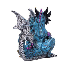 Load image into Gallery viewer, Blue Dragon Figurine with Gothic Eye Key – Fantasy Resin Statue Ornament 12cm
