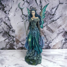 Load image into Gallery viewer, Mystical Moon Fairy Holding Staff Statue, Sculpture for Indoor Fantasy Home Decor, Enchanting Fairy Tale Ornament, Whimsical Collectible-OsirisTradingUK
